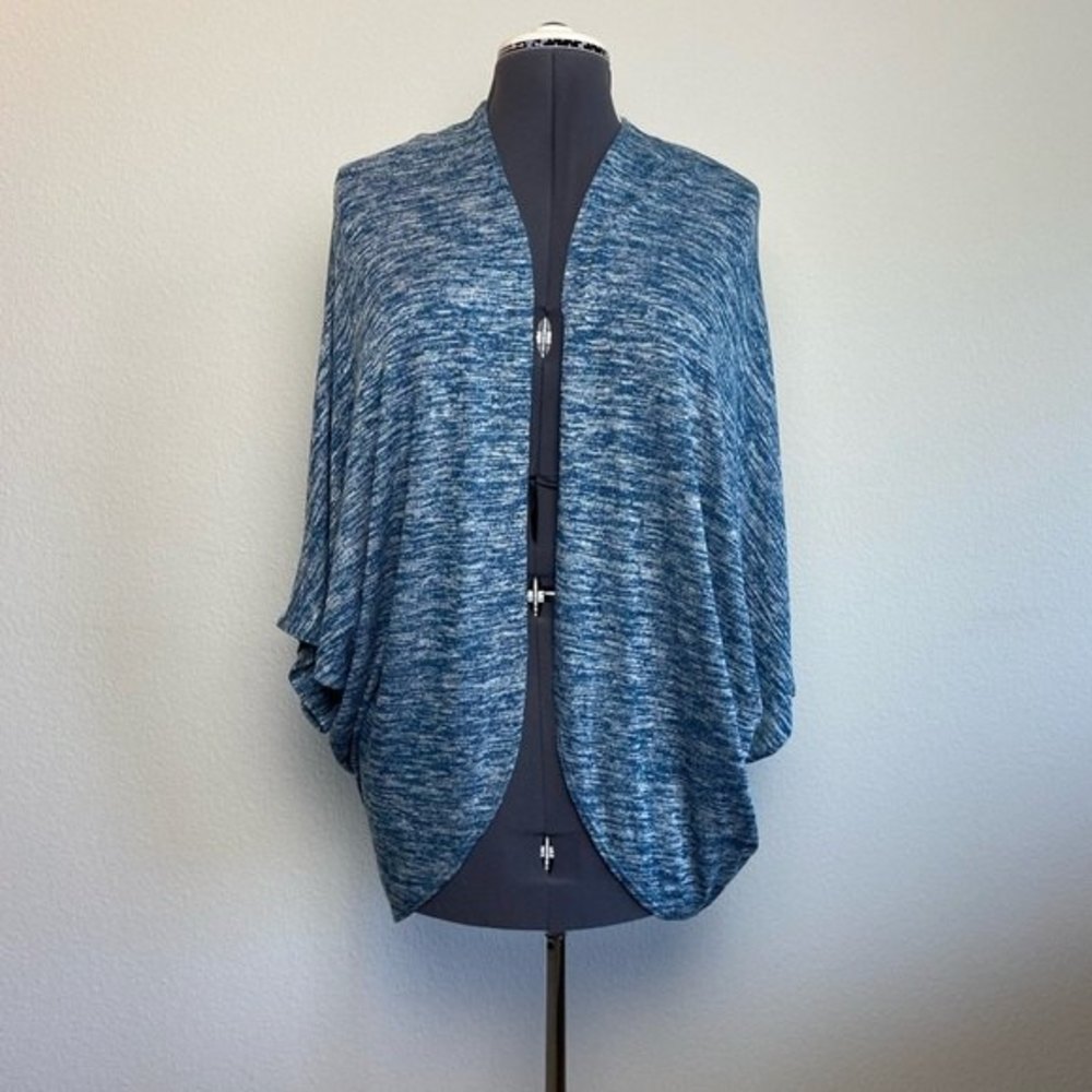 AZULES Teal Green Batwing Sleeve Heather Style Open Front Small Cardigan Shrug